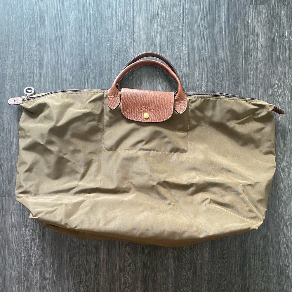 Longchamp Le Pliage Nylon Weekender, Olive Green